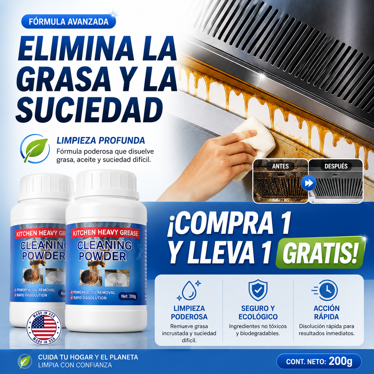 🔥 Elimina Grasa y Óxido Difíciles en Minutos | Cleaning Powder