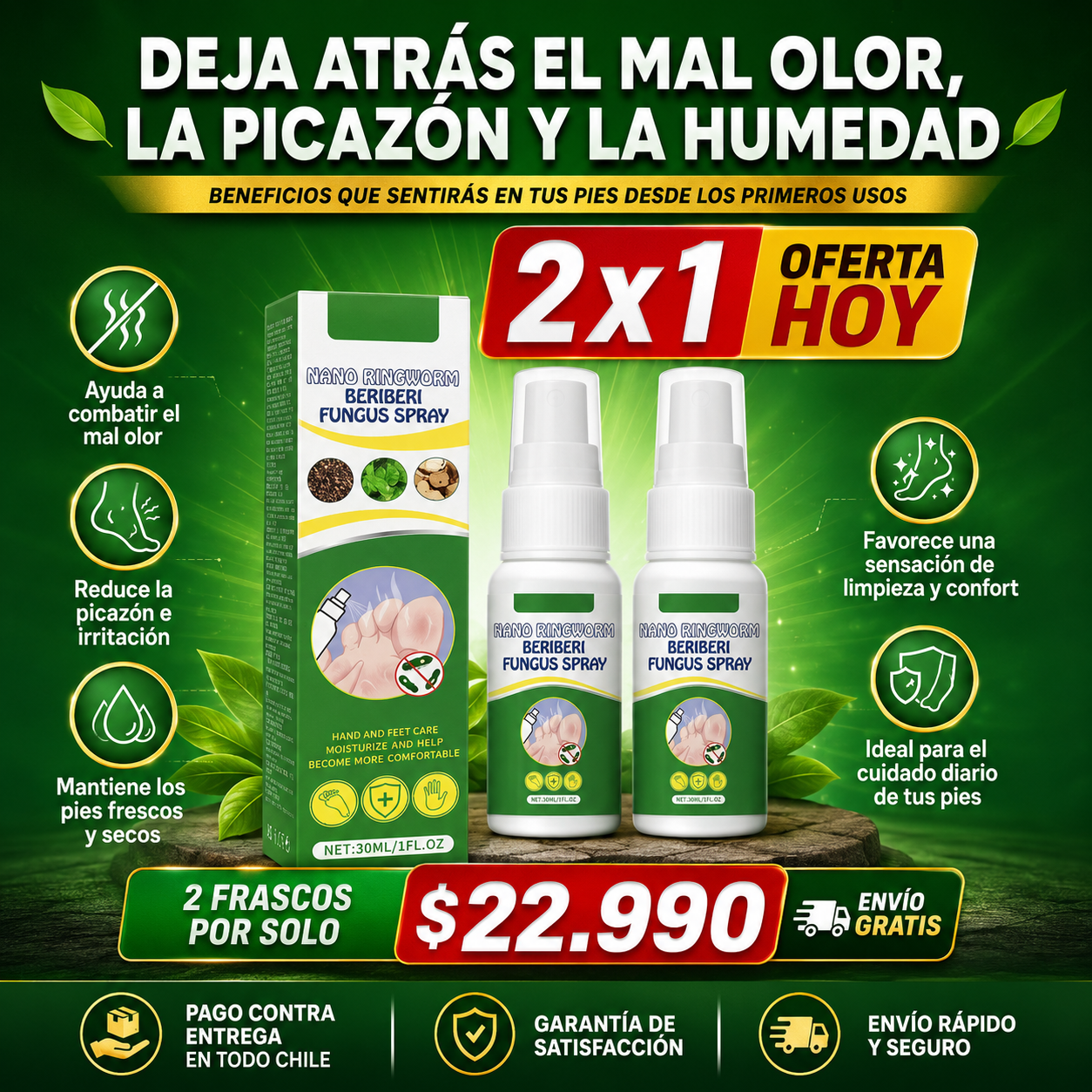 Deja atrás el mal olor, la picazón y la humedad con Spray AntiHongos