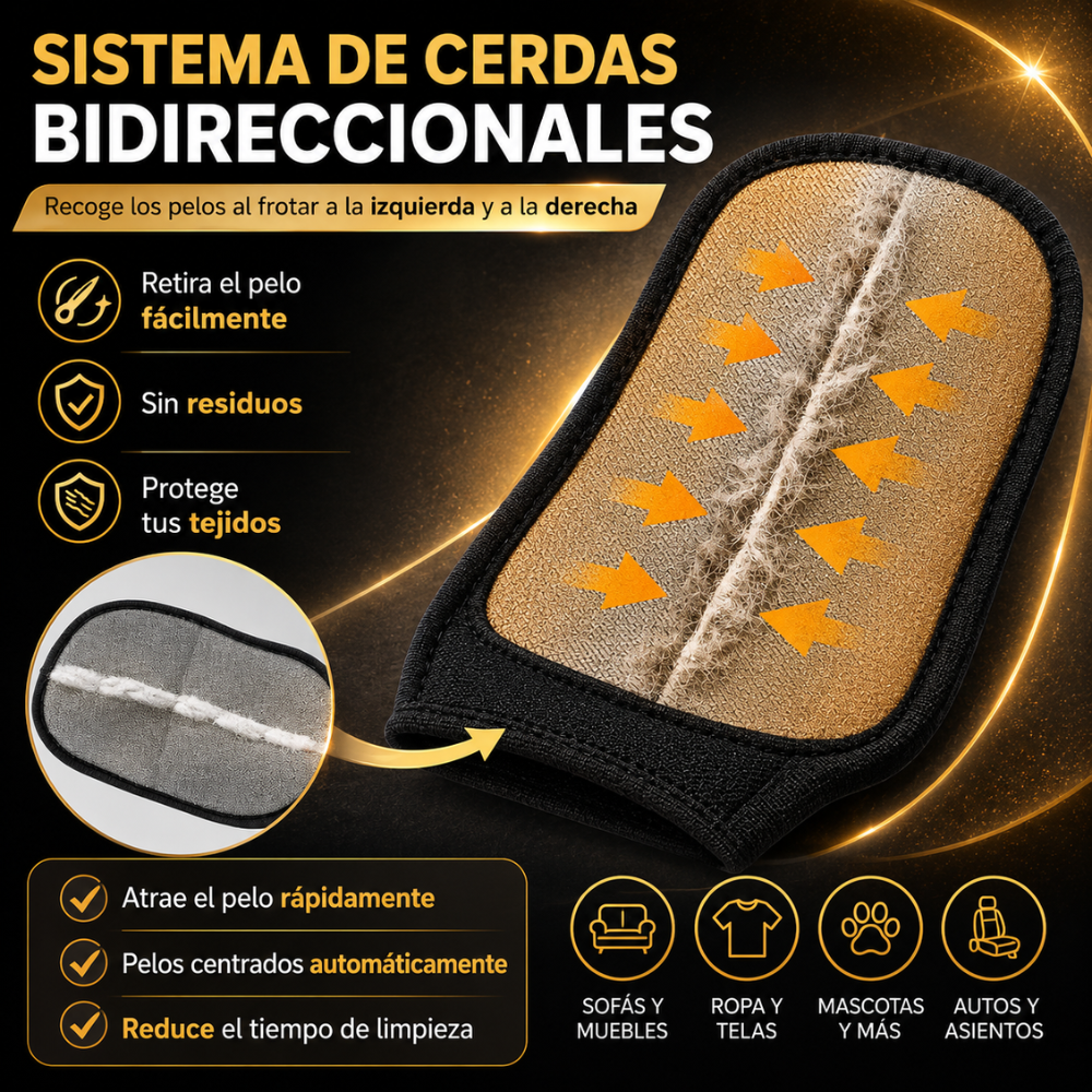 Guante Removedor de Pelos y Pelusas — Limpieza Rápida y Reutilizable
