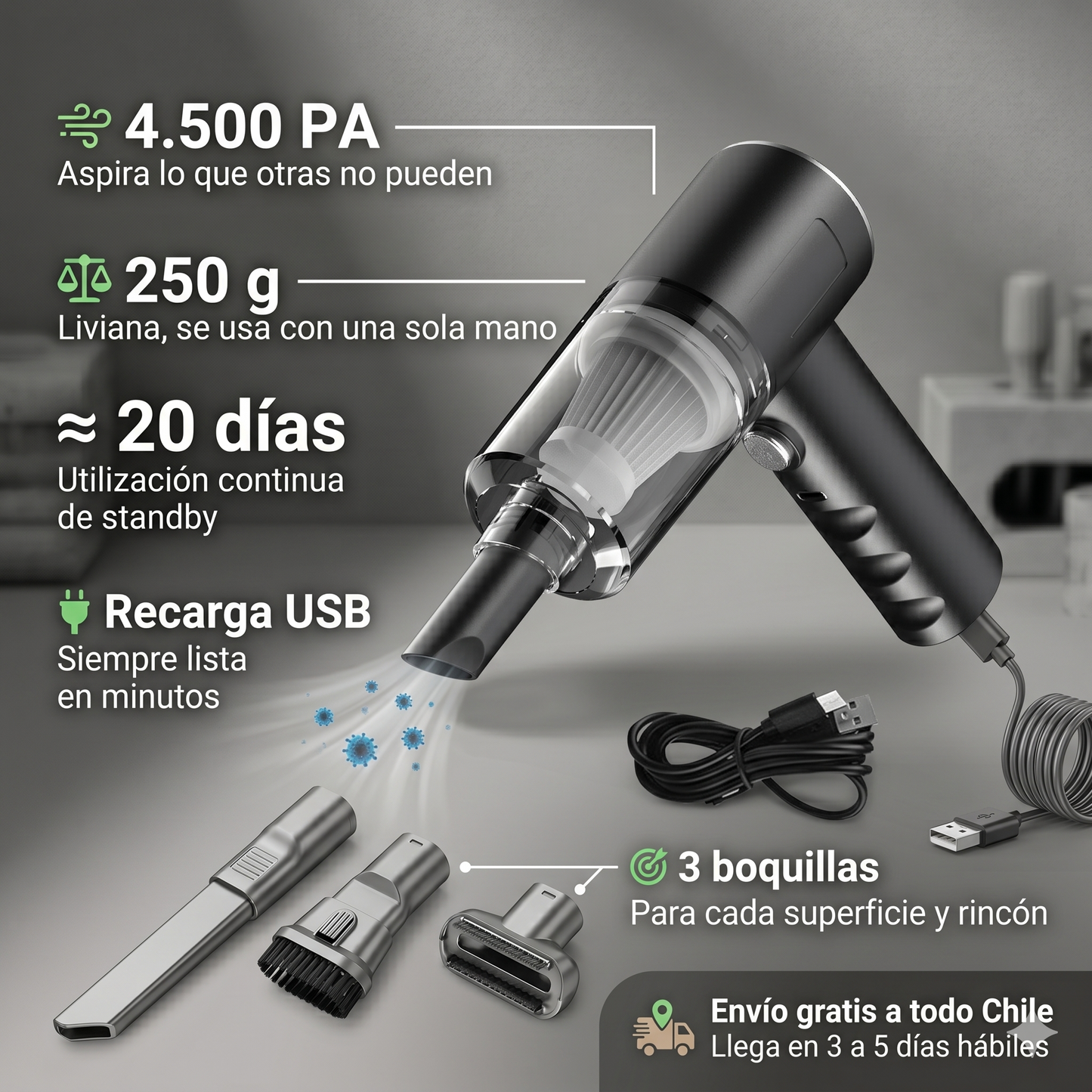 CleanJet Mini Aspiradora Portátil 3 en 1